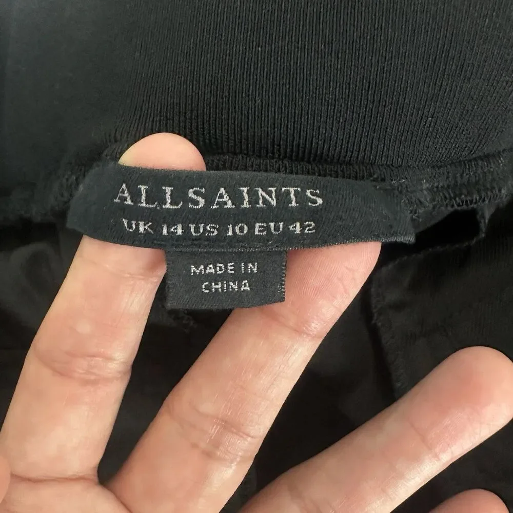 ALLSAINTS Tia Jogger Trousers High Rise Black Tailored Chic Minimalist Edgy Luxe